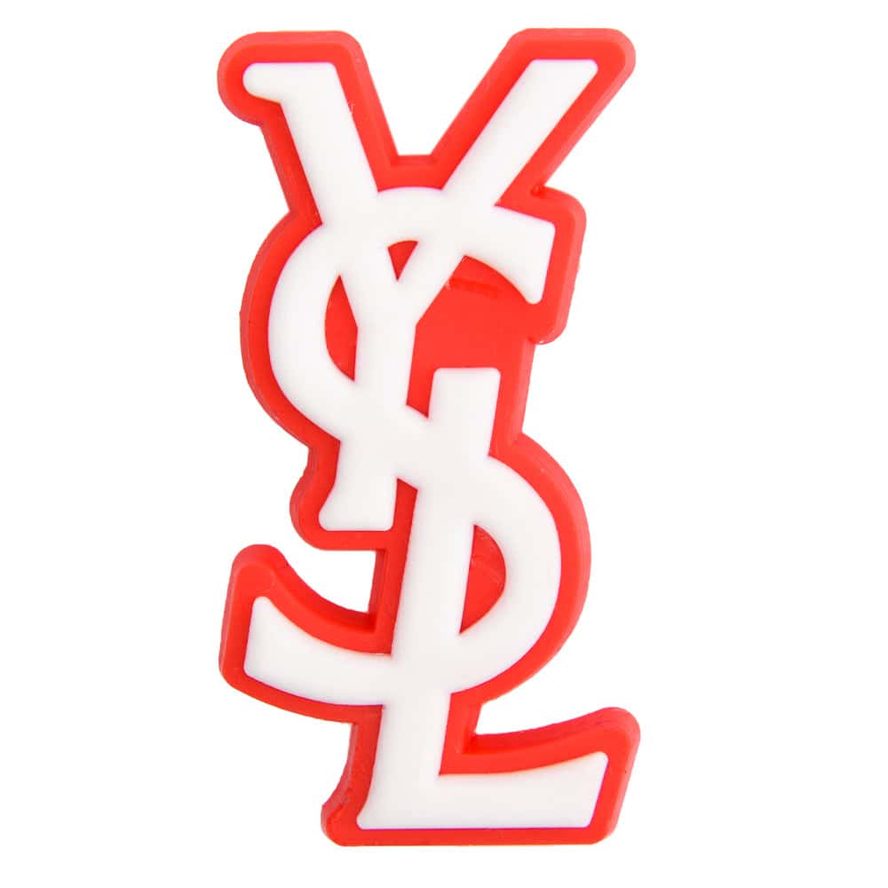 Ysl Yves Saint Laurent Stylized Logo white on red PB8021 Shoe Charm