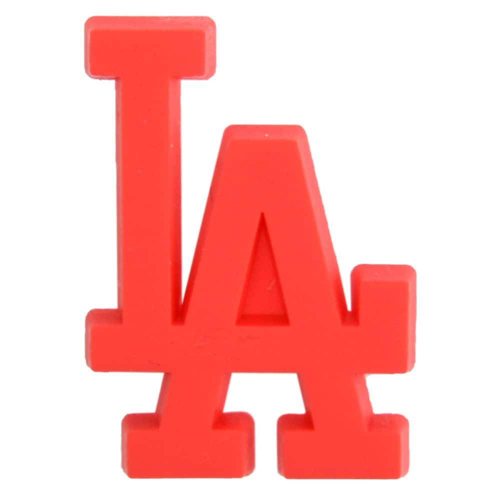 LA Round Badge white on red P8011-2 Shoe Charm