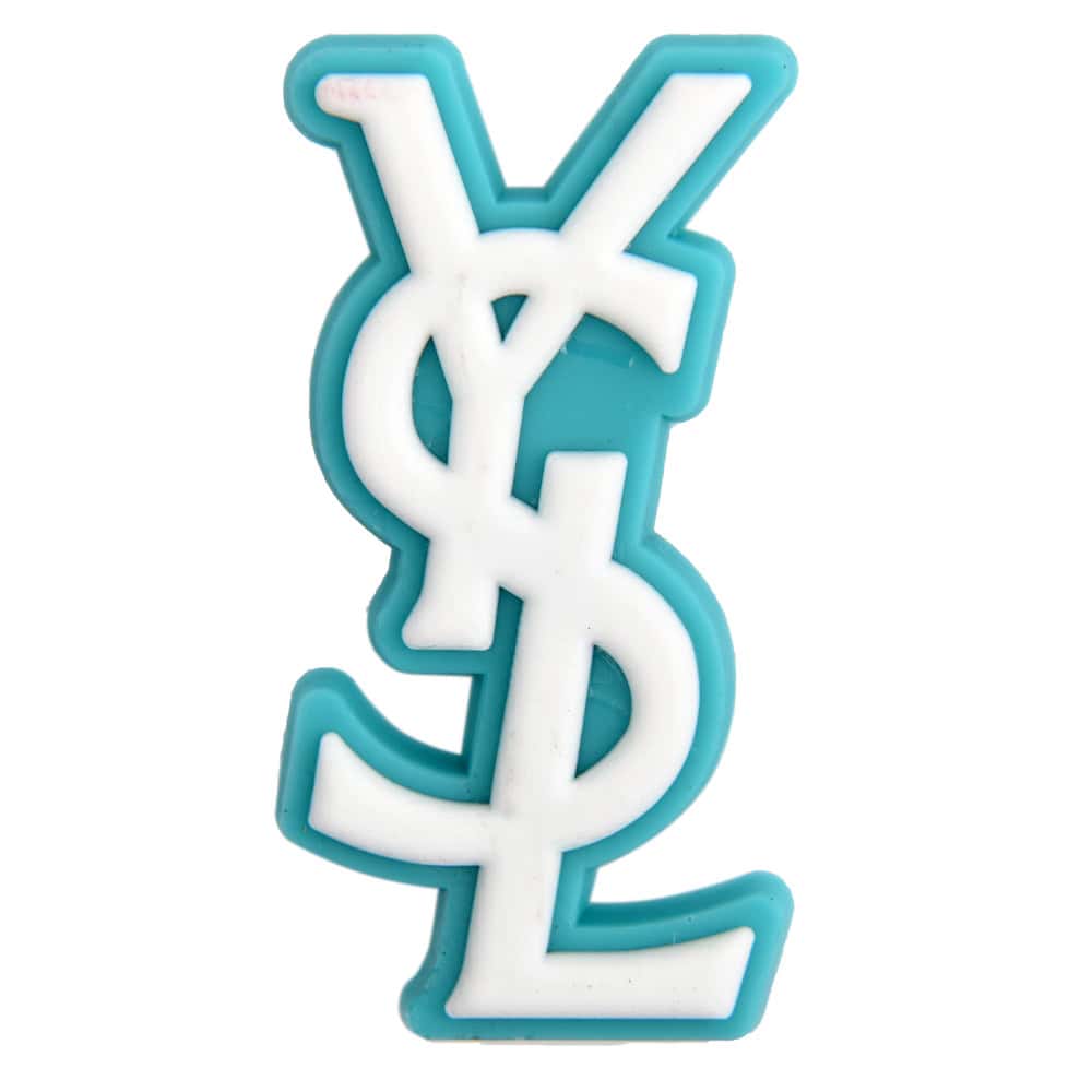 Ysl Yves Saint Laurent Stylized Logo white on sky blue PB8030 Shoe Charm