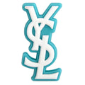 Ysl Yves Saint Laurent Stylized Logo white on sky blue PB8030 Shoe Charm