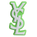Ysl Yves Saint Laurent Stylized Logo white on lime green PB8052 Shoe Charm