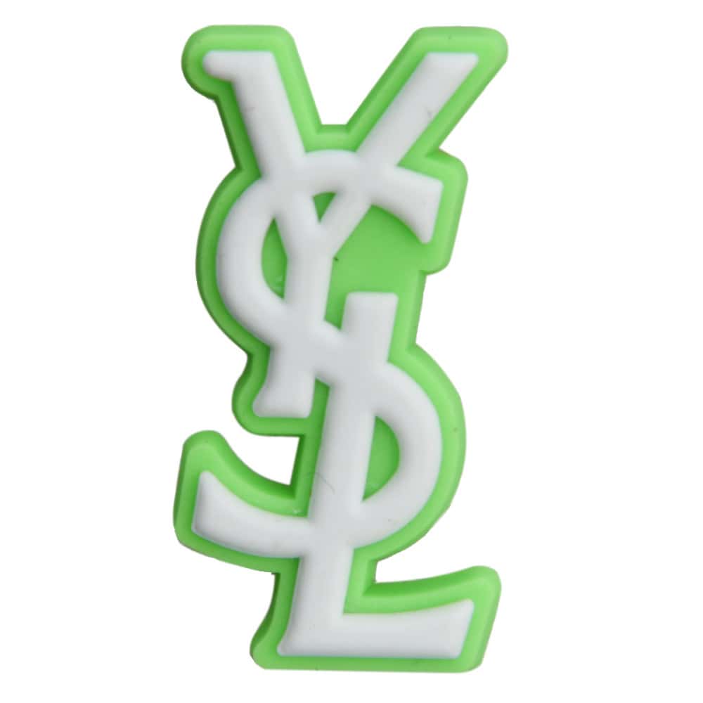 Ysl Yves Saint Laurent Stylized Logo white on lime green PB8052 Shoe Charm