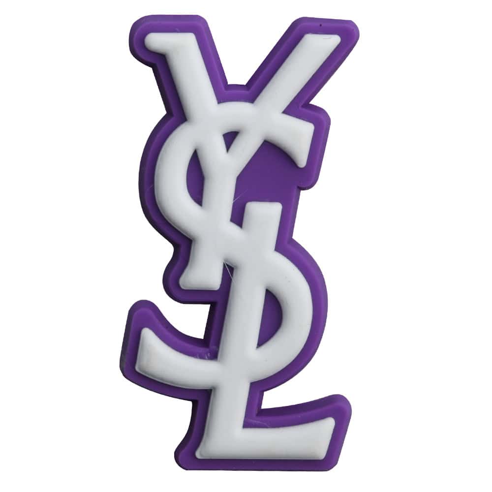 Ysl Yves Saint Laurent Stylized Logo white on purple PB8060 Shoe Charm