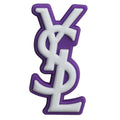Ysl Yves Saint Laurent Stylized Logo white on purple PB8060 Shoe Charm
