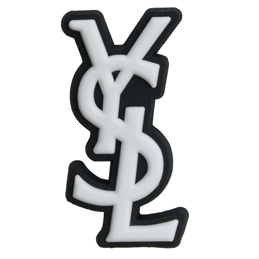 Ysl Yves Saint Laurent Stylized Logo white on grey  PB8070 Shoe Charm