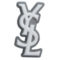 Ysl Yves Saint Laurent Stylized Logo white on grey PB8074 Shoe Charm