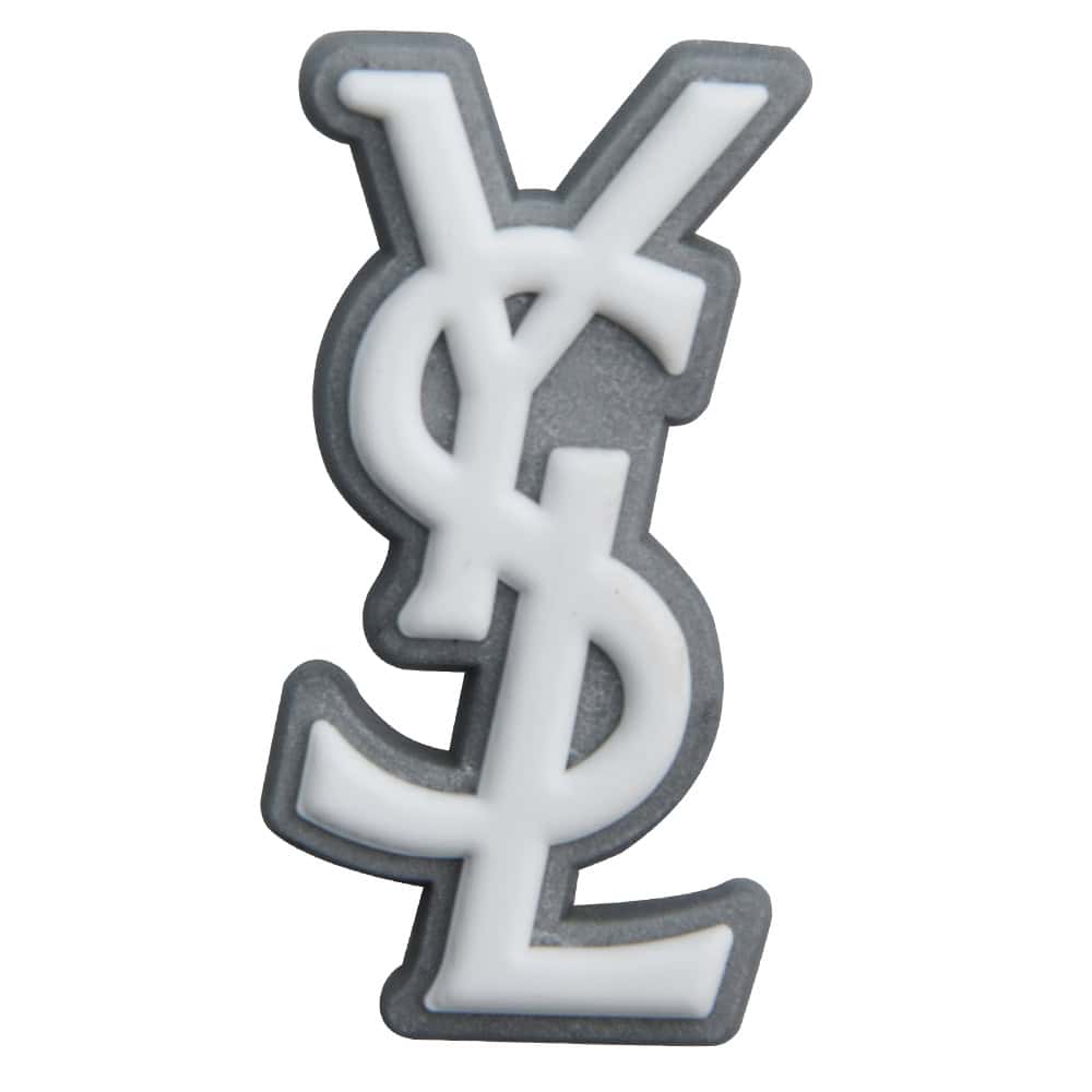 Ysl Yves Saint Laurent Stylized Logo white on grey PB8074 Shoe Charm