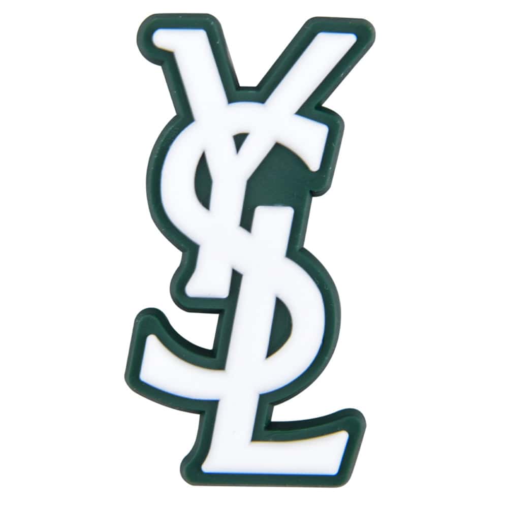 Ysl Yves Saint Laurent Stylized Logo white on green PB8104 Shoe Charm