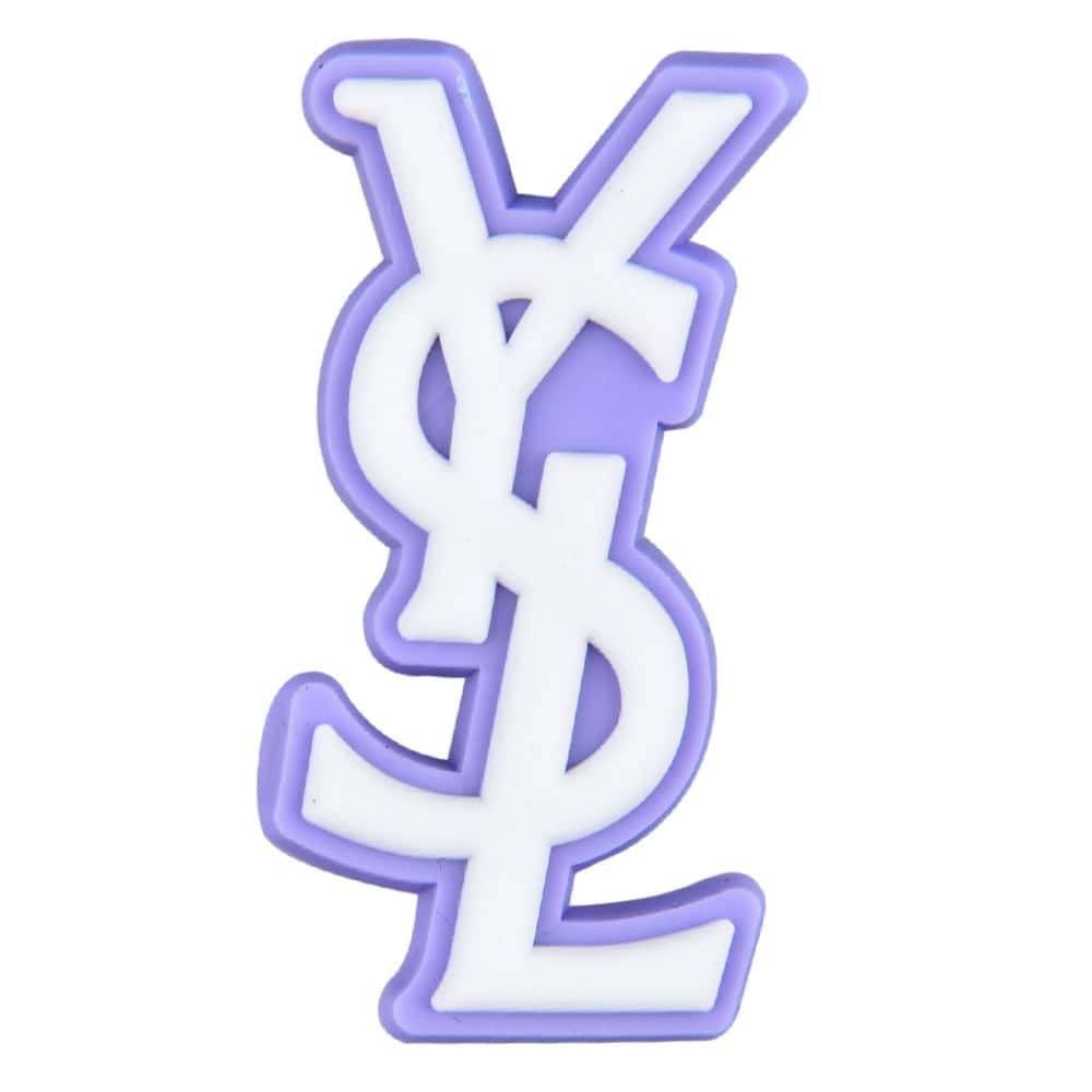 Ysl Yves Saint Laurent Stylized Logo white on lilac PB8114 Shoe Charm