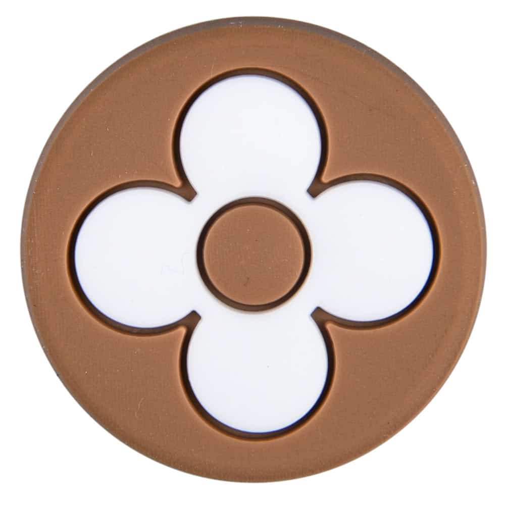 LV Louis Vuitton Flower on brown round logo badge PB8116 Shoe Charm