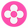 LV Louis Vuitton Flower on dark pink round logo badge pink PB8136 Shoe Charm