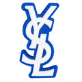 Ysl Yves Saint Laurent Stylized Logo white on dark blue PB8154 Shoe Charm