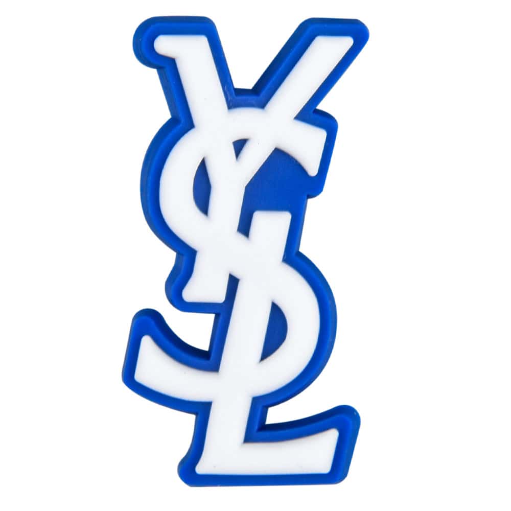 Ysl Yves Saint Laurent Stylized Logo white on dark blue PB8154 Shoe Charm