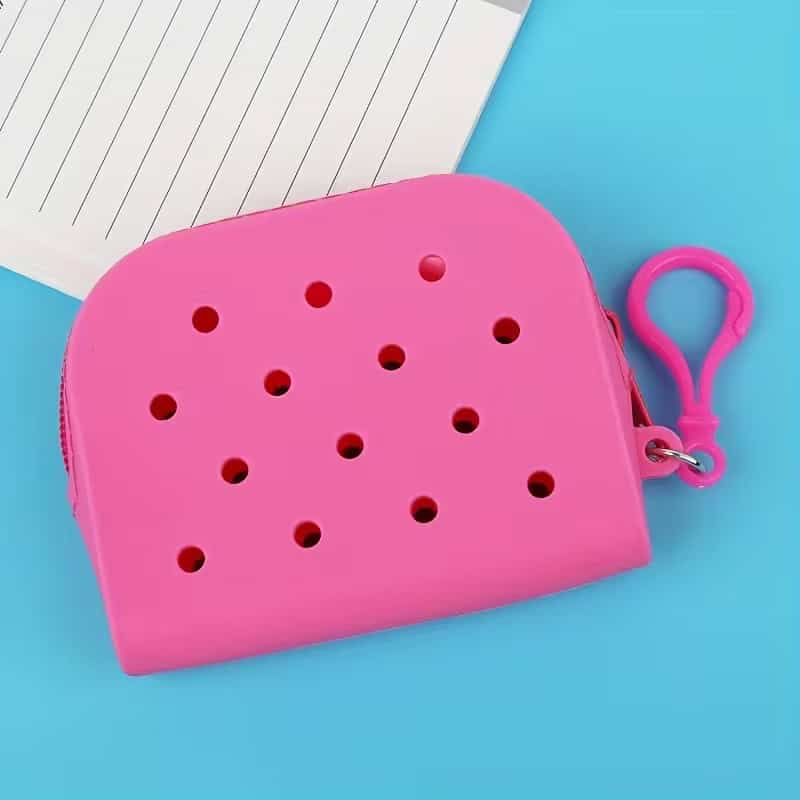 Purse for shoe charms - Light Purple with zip & baghook 14 holes - Shoe Charm