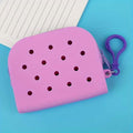 Purse for shoe charms - Dark Pink with zip & baghook 14 holes - Shoe Charm