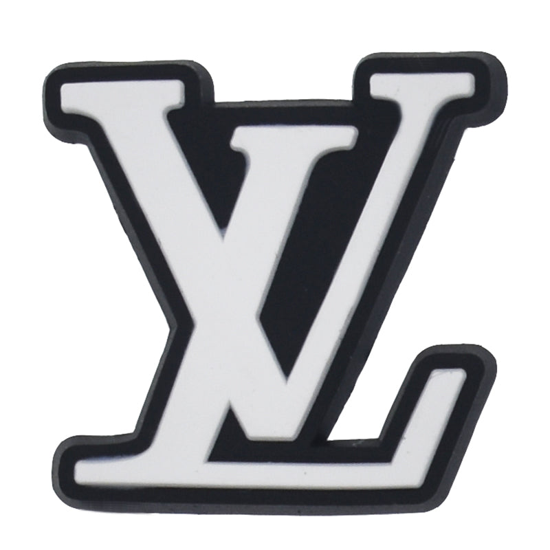 LV stylized logo white on black 06-15 Shoe Charm