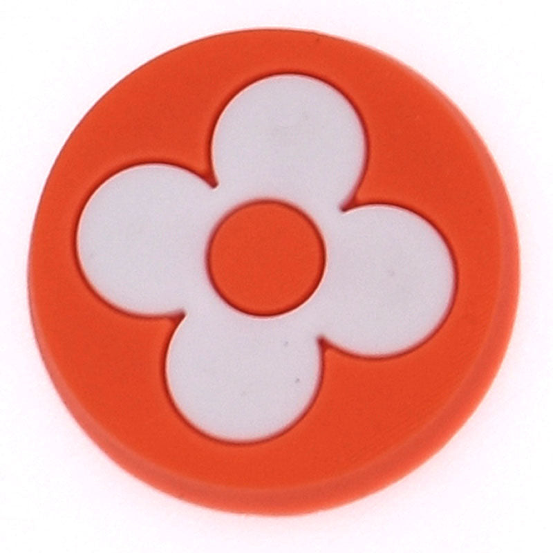 LV White flower on orange badge logo 06-52 Shoe Charm