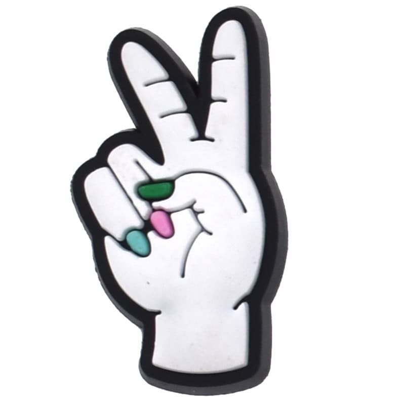 Peace hand gesture with coloured nails 102-104 - Shoe Charm