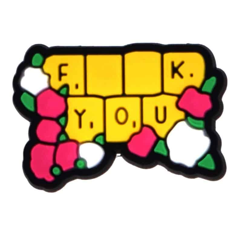 F**k You Scrabble surrounded by white & pink flowers 102-46 - Shoe Charm