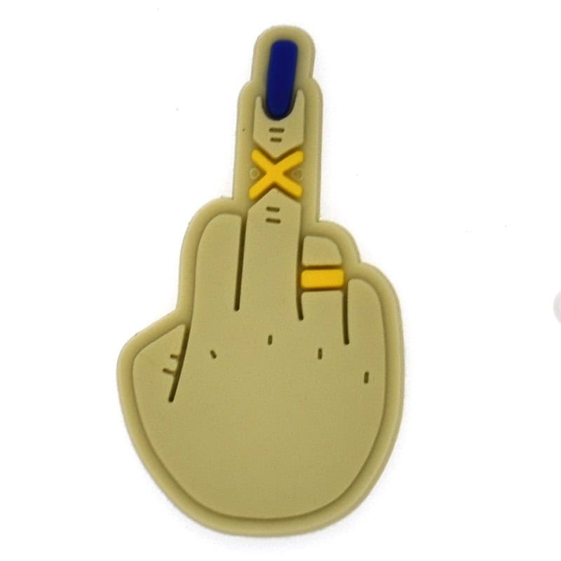 Hand gesture F you with gold jewellery & blue fingernails 102-54 - Shoe Charm