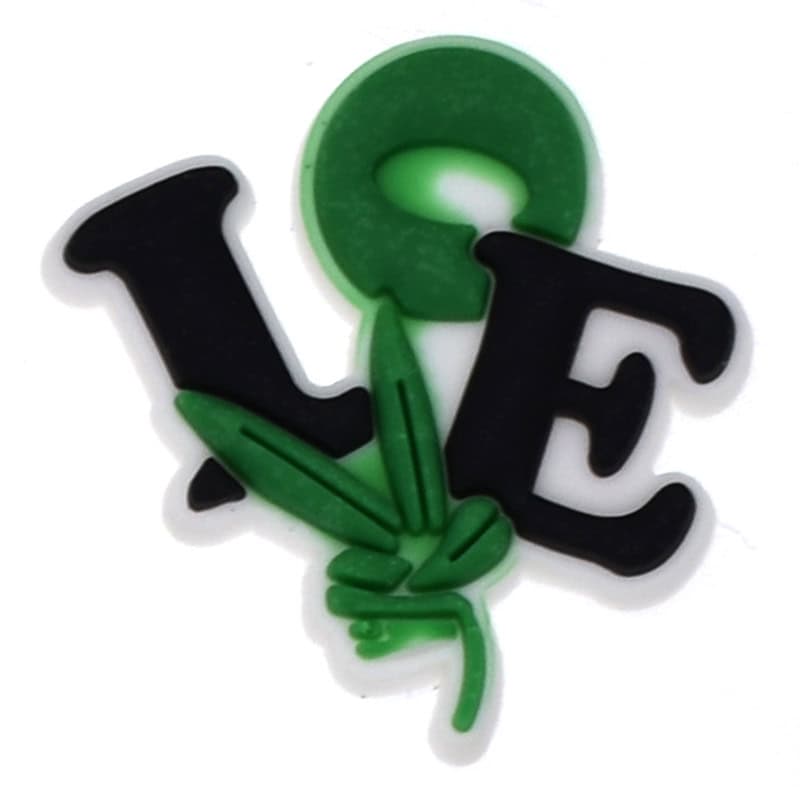 LOVE sign with weed leaf V & jumbled letters 102-64 - Shoe Charm