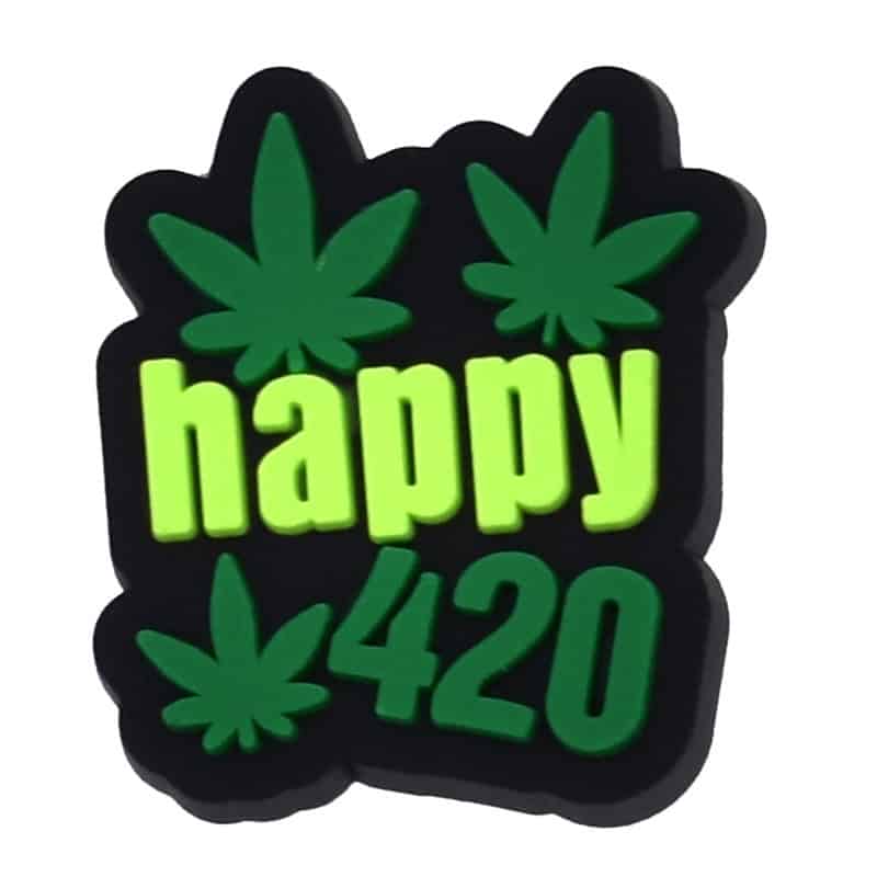 Happy 420 sign with weed leaves 102-68 - Shoe Charm
