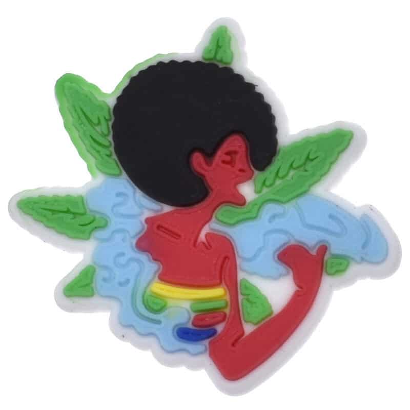 Girl smoking weed with weed leaf in background 102-70 - Shoe Charm