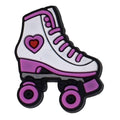 White & pink love heart roller skate 102-82 - Shoe Charm