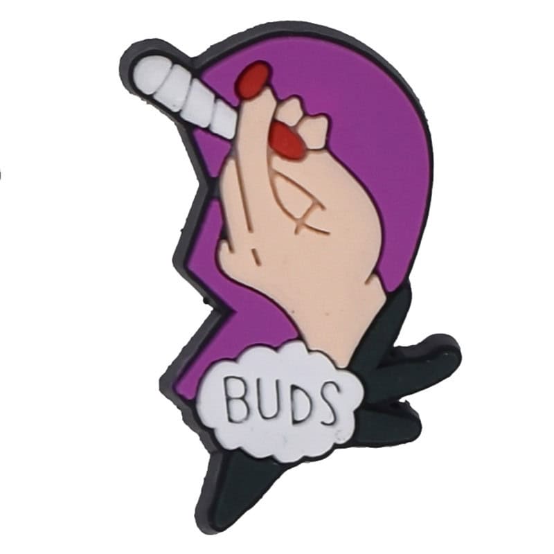 Buds with hand right half purple broken love heart 102-87 - Shoe Charm
