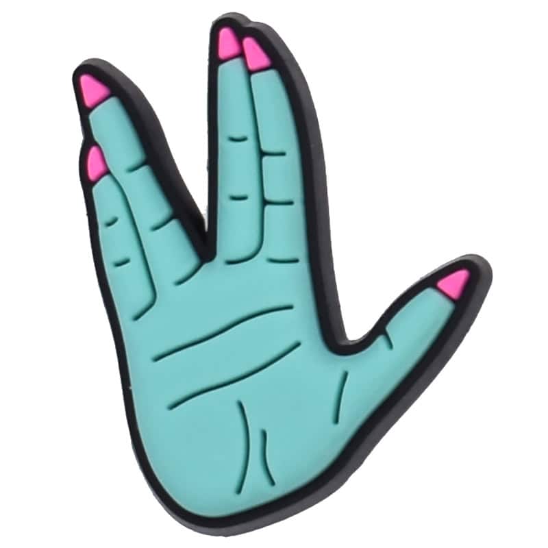Vulcan Salute blue hand with pink nails 102-95 - Shoe Charm