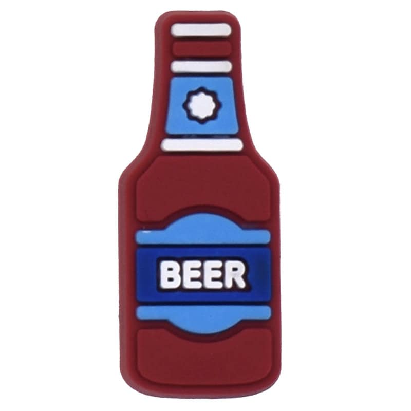 Red beer bottle with blue label 102-96 - Shoe Charm
