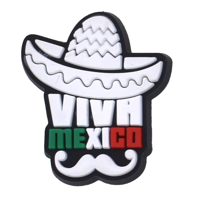 Viva Mexico sign sombrero & mustache 122-100 - Shoe Charm