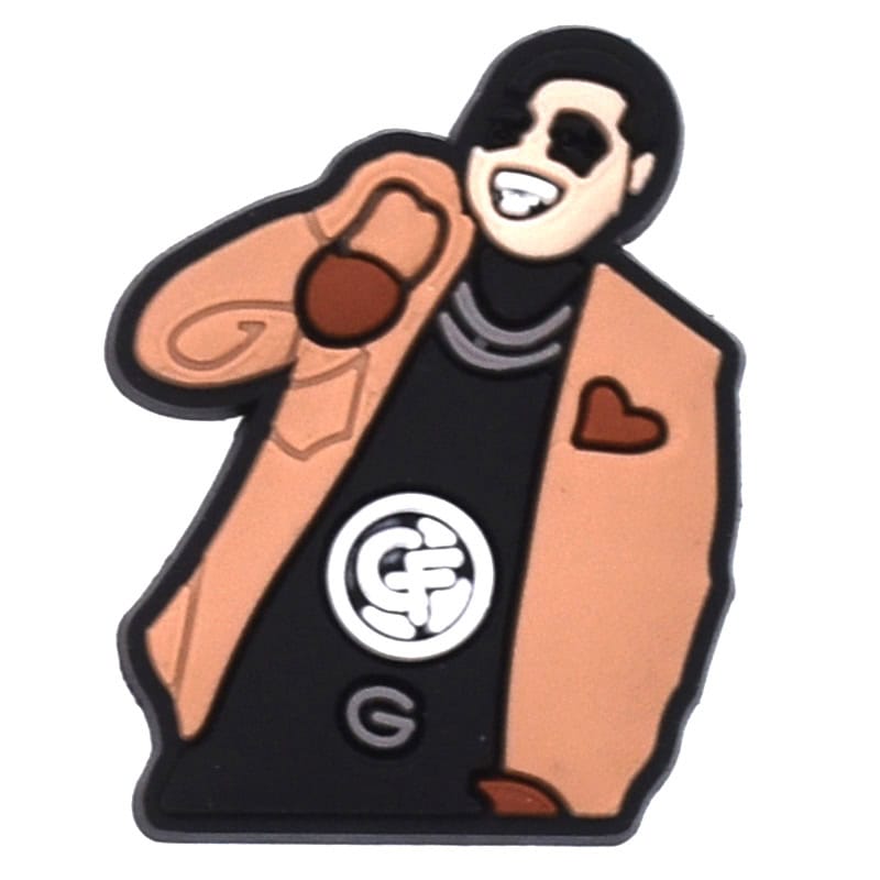 Smiling man with brown jacket & sunglasses 122-71 - Shoe Charm