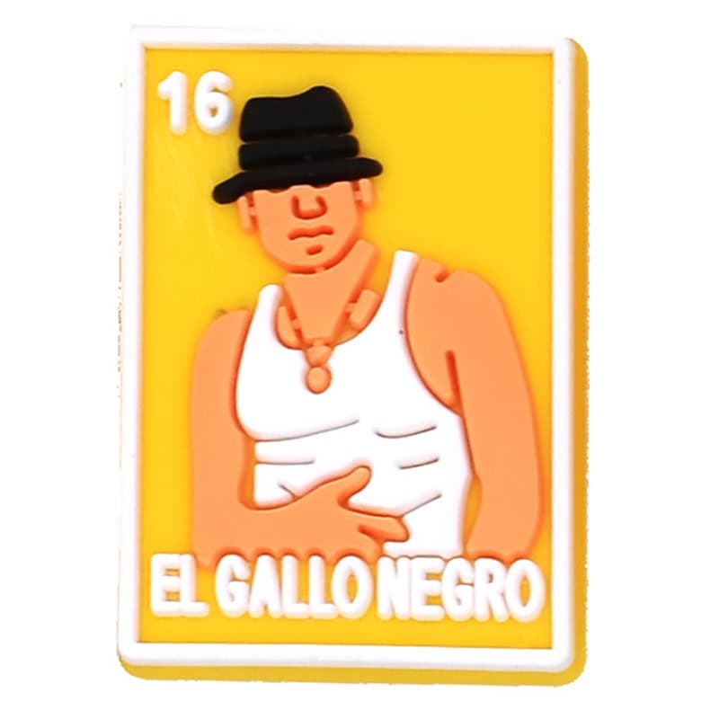 Loteria Mexican Bingo 16 El Gallo Negro The Black Rooster 122-84 - Shoe Charm