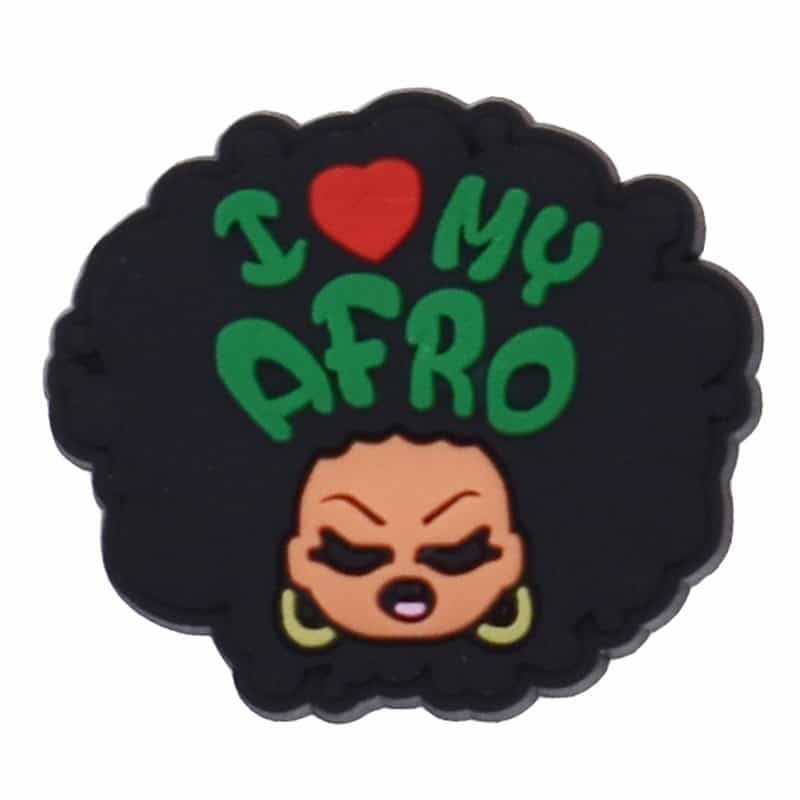 I LOVE MY AFRO girl sign logo Black Culture 124-26 Shoe Charm