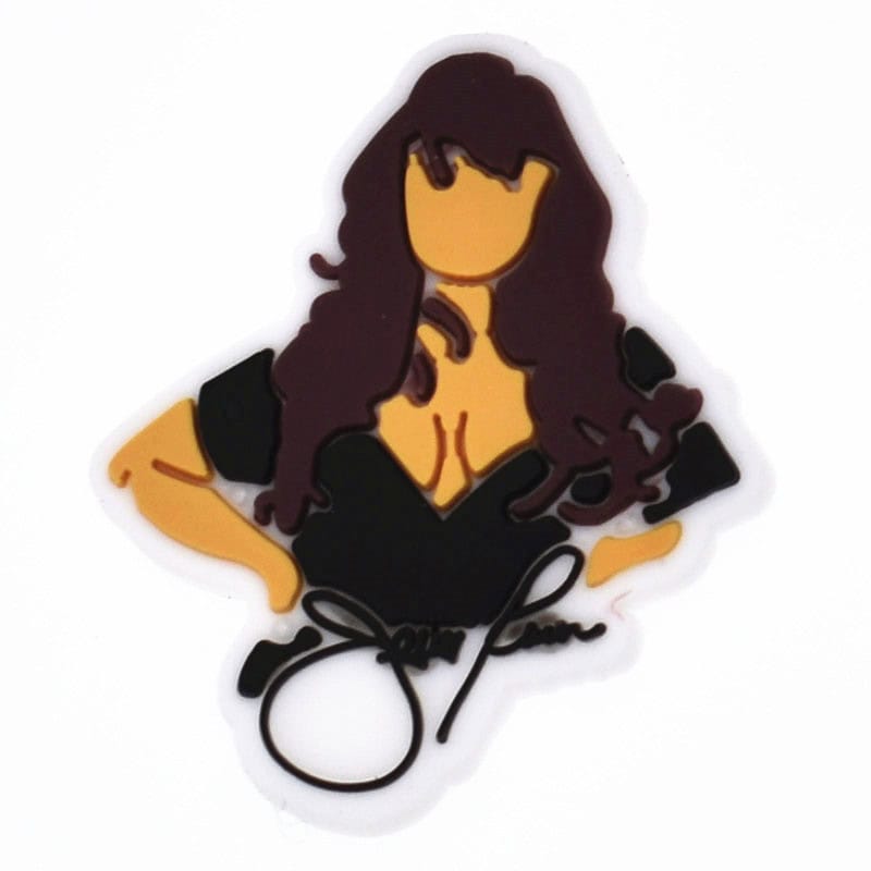 Long brown hair singer 128-18 Shoe Charm