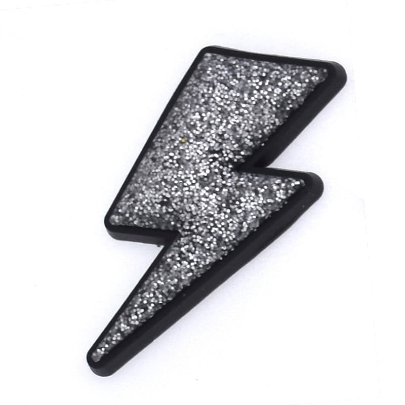 Lightning symbol silver sparkle 171-37 - Shoe Charm