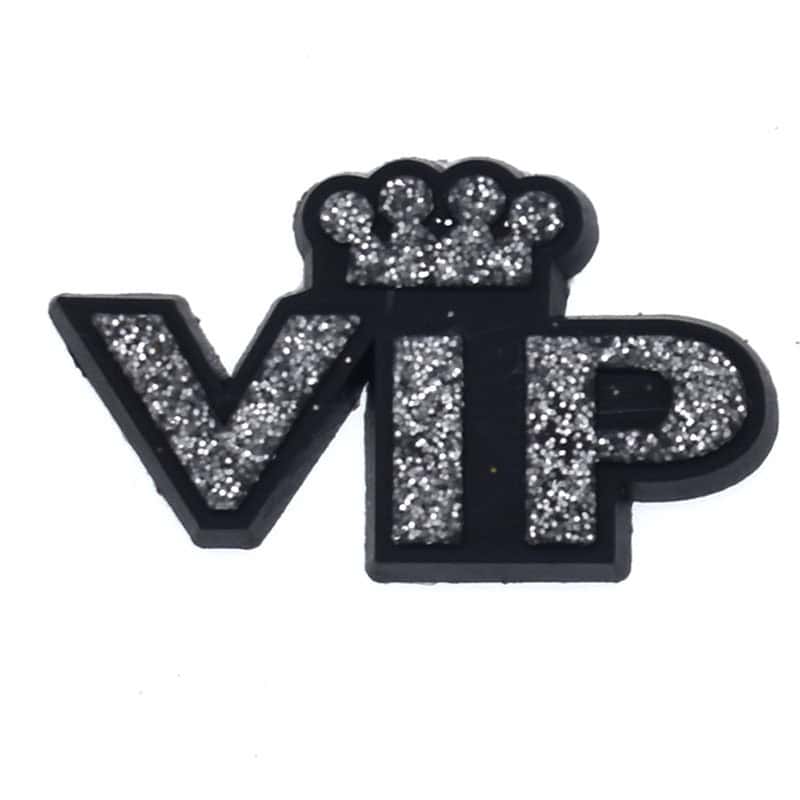 VIP sparkly silver sign with crown 171-88 Shoe Charm