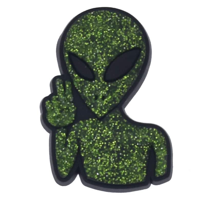 Sparkly green Peace Alien 171-89 Shoe Charm