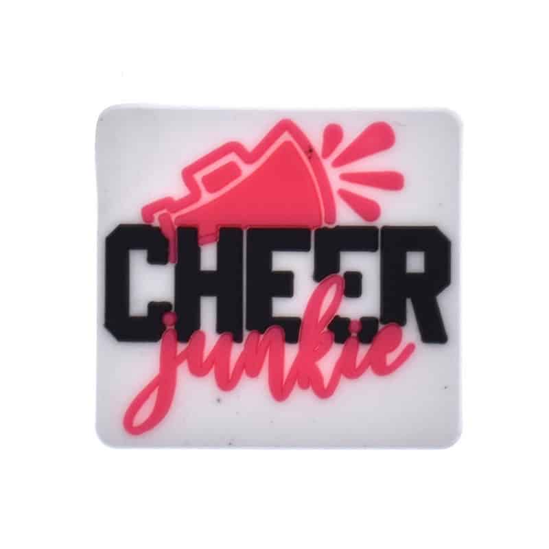 Shoe Charm - CHEER junkie red megaphone sign Cheerleaders 184-06