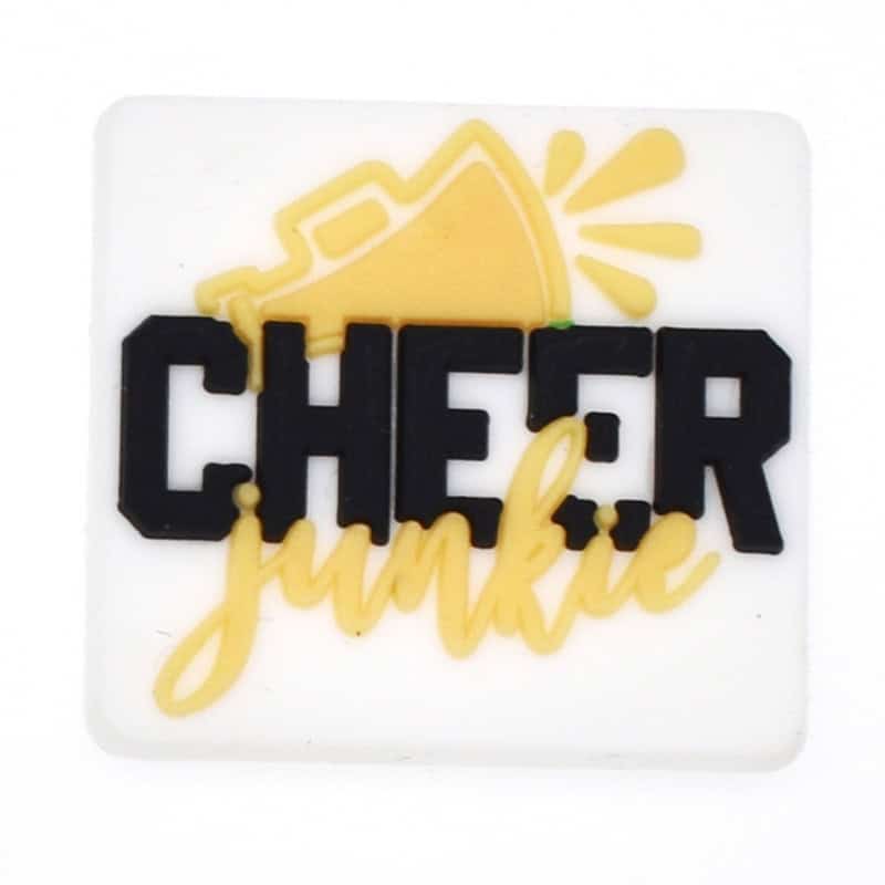 Shoe Charm - CHEER junkie yellow megaphone sign Cheerleaders 184-11