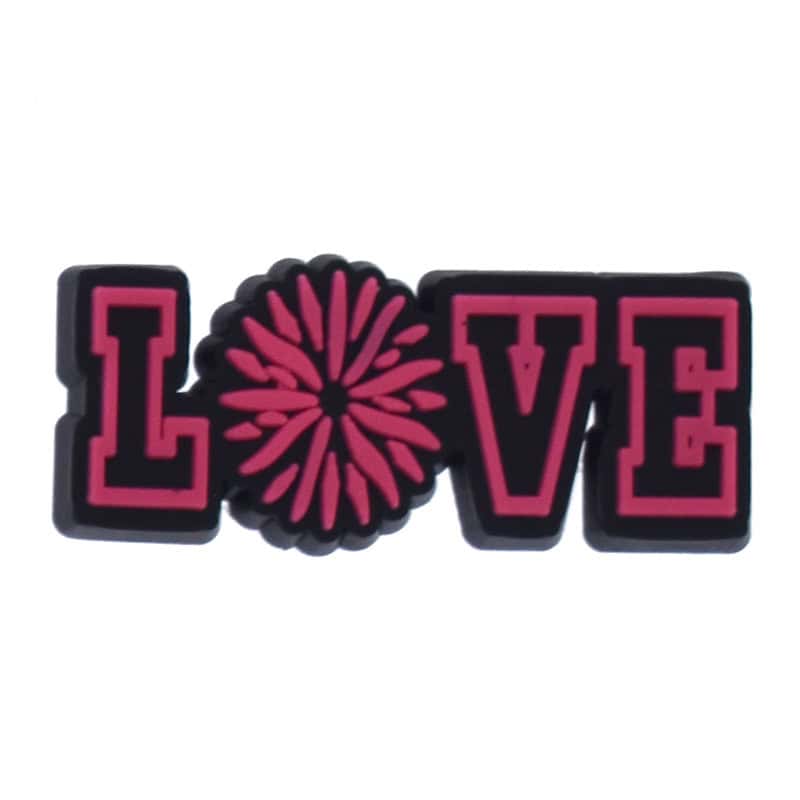 Shoe Charm - Red LOVE pompom sign logo Cheerleaders 184-13