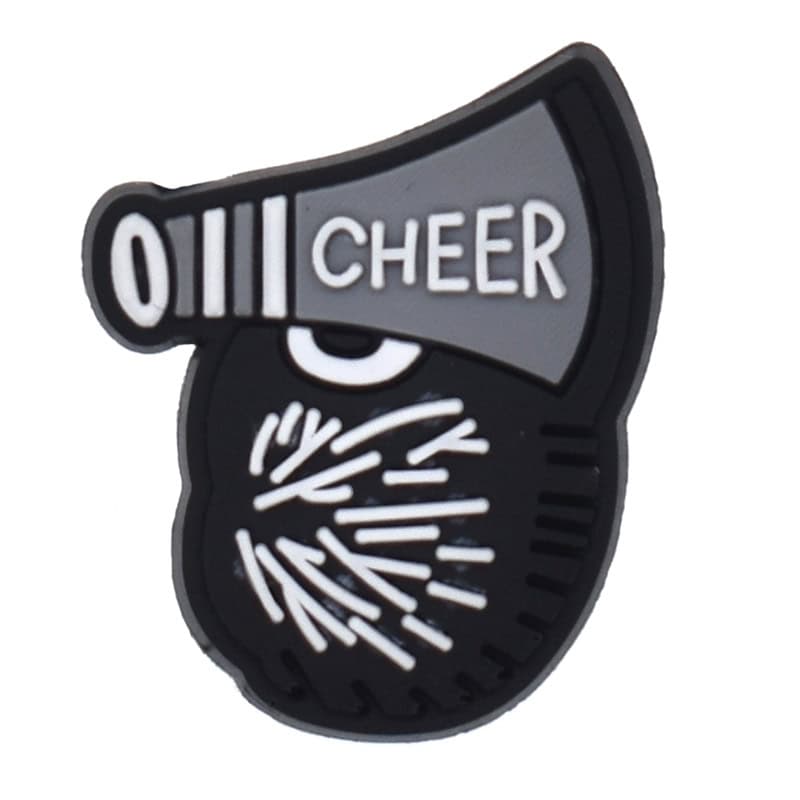 Shoe Charm - Black megaphone & pompom Cheerleaders 184-17