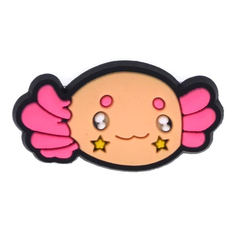 Axolotl face orange with star cheeks & pink gills 197-28 Shoe Charm