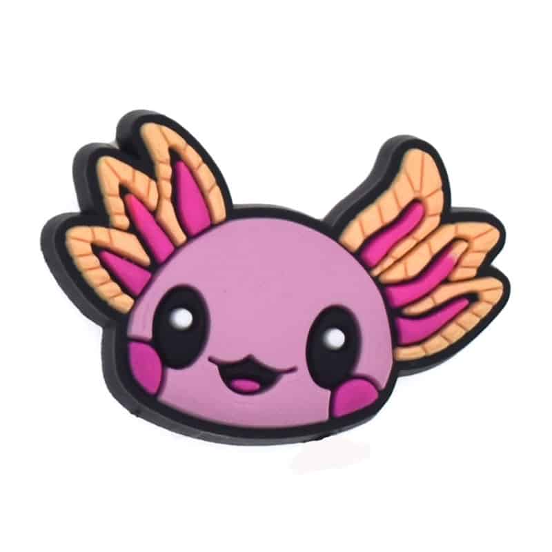 Happy Axolotl head pink with yellow gills 197-29 Shoe Charm