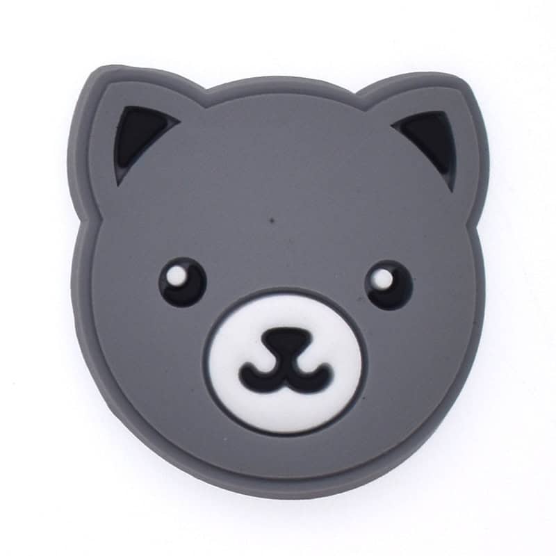 Grey bear face 203-10 Shoe Charm