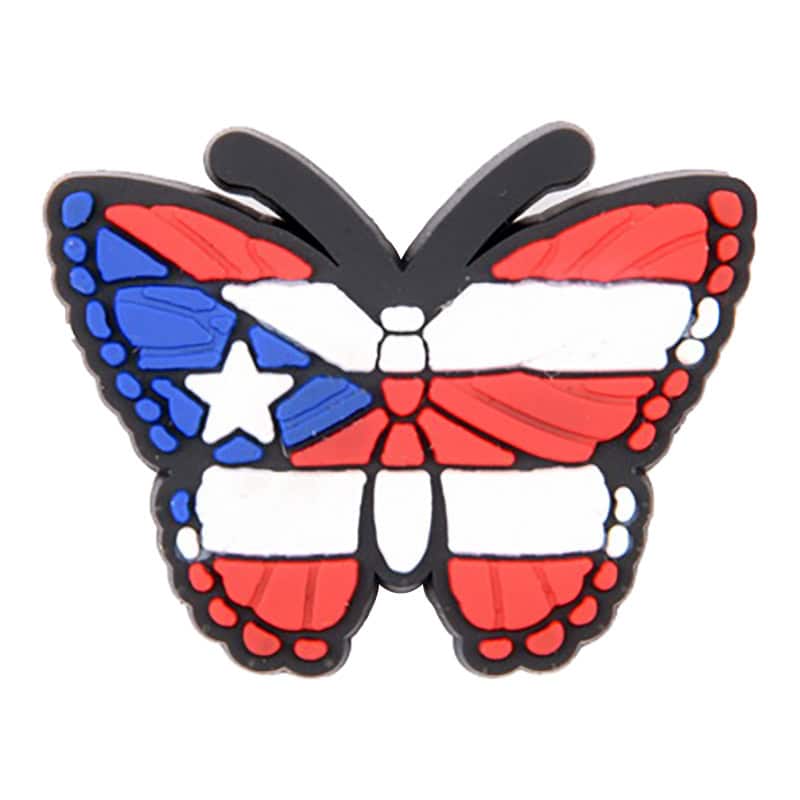 Flag butterfly flying red/white star 212-02 Shoe Charm