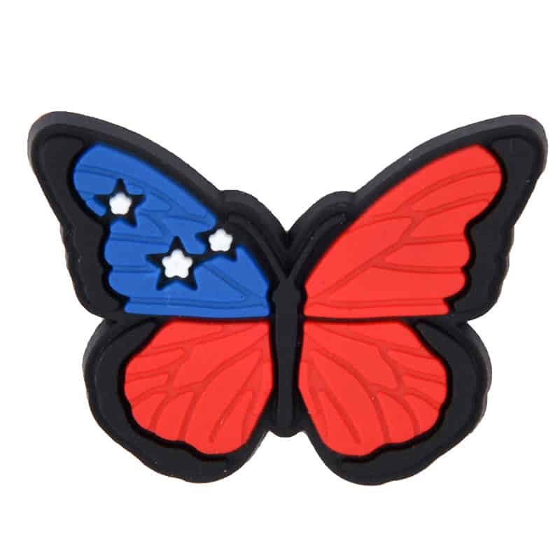 Flag butterfly flying blue/red 212-08 Shoe Charm