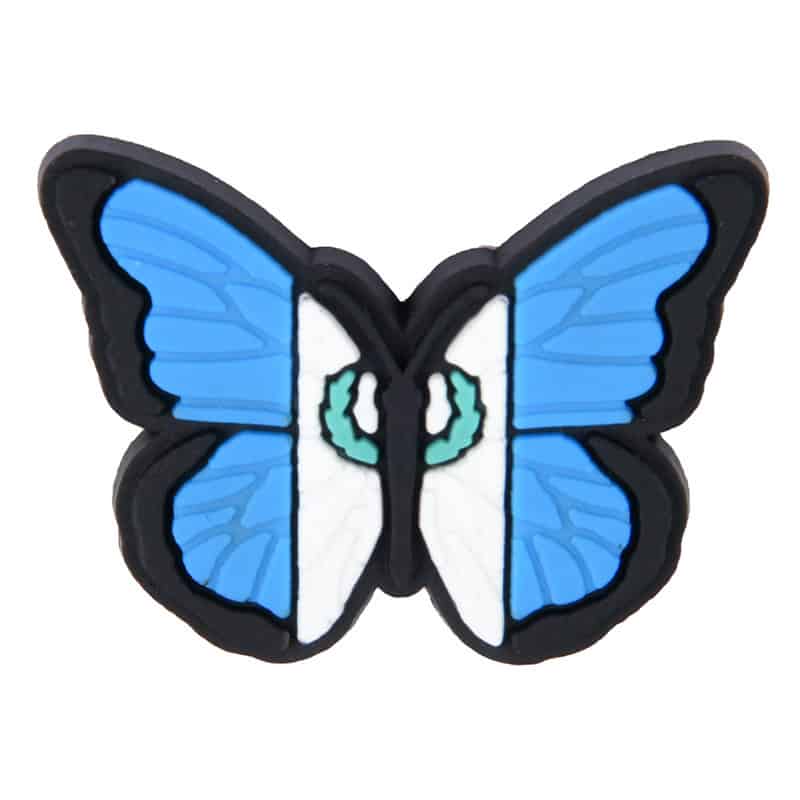 Flag butterfly flying lightblue/white 212-10 Shoe Charm