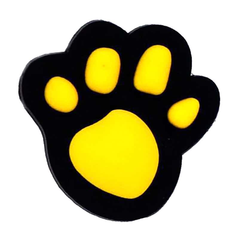Yellow on Black Shaped Puppy paw print 25-01 Shoe Charm
